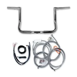 LA Choppers 1-1/4" Chrome Bagger Twin Peaks Stainless Braided Handlebar Kit