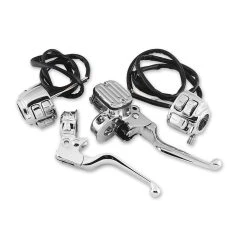 Biker's Choice Chrome Handlebar Control Kit With Chrome Switches